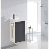 BERNSTEIN - Lave-mains pour WC ou petite salle de bain Compact 400 - anthracite mat - armoire de toilette et miroir en option Sans miroir, Sans bonde