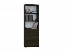 Camella - bibliothèque moderne salon chambre bureau - 180x60x33 cm - 3 tiroirs 2 étagères - meuble de rangement - wenge