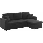Canapé d'angle convertible en tissu - ida - 3 places. fauteuil d'angle réversible coffre rangement lit modulable Polyester Noir - Noir