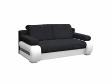 Canapé en lit convertible avec coffre de rangement relax 3 places - tissu et simili cuir - york (noir/blanc) MB002704