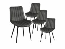 Carolann - lot de 4 chaises grises métal et pvc
