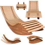 CASARIA® Chaise longue à bascule JAVA en bois d'acacia certifié FSC Pliable transat ergonomique jardin Sauna Capacité de charge 160kg - 0