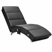 Casaria - Méridienne London Chaise longue d'intérieur design avec fonction de massage chauffage Fauteuil relax salon Similicuir noir