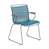 Chaise en métal et plastique bleu pétrole avec accoudoirs CLICK - Houe