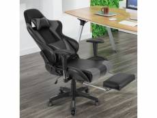 Chaise gaming de bureau fauteuil gamer ergonomique hombuy hauteur réglable noir et gris clair
