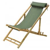 Chaise longue pliante chilienne bambou et tissu vert