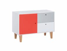 Commode basse 1 porte 2 tiroirs concept rouge
