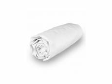 Drap housse en coton 200x200 cm percale blanc, par