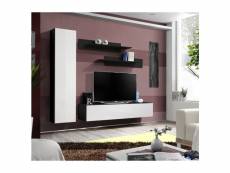 Ensemble meuble tv mural - fly i - 210 cm x 190 cm x 40 cm - noir et blanc