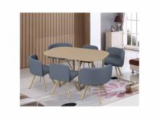 Ensemble table + 6 chaises encastrables gris flen xl 112090-GRI-FLENXL