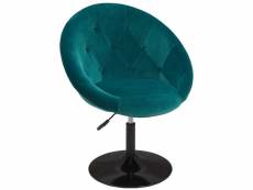 Fauteuil oeuf capitonné design tissu velours chaise bureau pivotant vert bleu fal09072