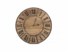 Grande horloge ancienne bois métal marron 66x4x66cm