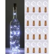 Guirlande lumineuse led pour bouteille, 2 m, 20 led, étanche, adaptée pour Noël, fête, mariage, jardin [16 pièces de lumière blanche]