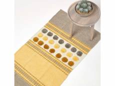 Homescapes tapis cotton chenille motif cercles - jaune moutarde 66 x 200cm RU1239B