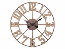 Horloge murale, structure en bois mdf et métal, couleur marron, dimensions 4 x 63,5 x 63,5 cm 8052773583305