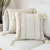 Housses de coussin géométriques simples modernes tricotées canapé beige décoratif salon1pc45 45cm