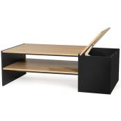 Idmarket - Table basse bar contemporaine izia avec coffre noir et bois - Multicolore