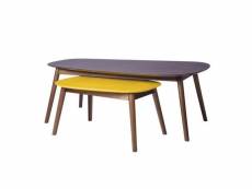 Jason set de 2 tables basses - imitation bois - l 120 x p 70 x h 43 cm HTN6107R