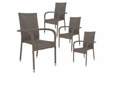 Logan - lot de 4 chaises de jardin en rotin synthétique gris