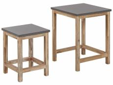 Lot de 2 tables en fibre-ciment gris et bois clair ostuni 263298