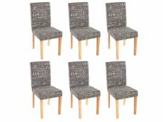 Lot de 6 chaises de salle à manger en tissu imprimé gris pieds clairs cds04219