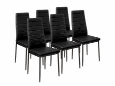 Lot de 6 chaises siège de salon cuisine salle à manger design carré élégant noir helloshop26 08_0000171