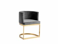 Lounge - fauteuil de table rétro en velours - couleur - gris 3263