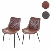 Mendler 2x chaise de salle à manger HWC-E56, chaise de cuisine, vintage ~ similicuir, marron