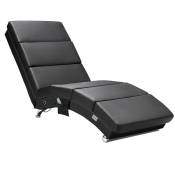 Méridienne London Chaise longue d'intérieur design avec fonction de massage chauffage Fauteuil relax salon Similicuir noir - Casaria