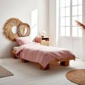 Parure de lit gaze de coton rose avec taie d'oreiller 140 x 200 cm