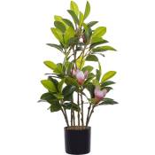 Plante Fleur Artificielle Magnolia 70 cm de Hauteur avec Pot Inclus Look Très Naturel et Décoratif Ajout Idéal pour Maison ou Bureau Beliani Noir