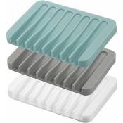 Porte-savon auto-videur, 3 pièces de distributeur de savon en silicone, porte-savon de vidange cascade pour salle de bain, prolonge la durée de vie