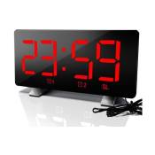 Radio-réveil numérique fm - Horloge numérique led avec grand écran, variateur, double alarme, 12/24 heures, pour chambre