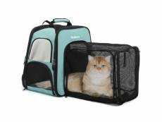 Sac à dos extensible pour chats, extra large 40x30x45cm (l x l x h), sac de voyage portable pour animaux de compagnie avec tunnel, vert 3700778729611