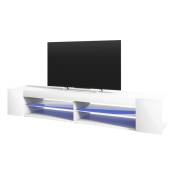 Selsey - mitchell - Meuble tv / Meuble de salon (blanc mat / blanc brillant, 180 cm, avec led