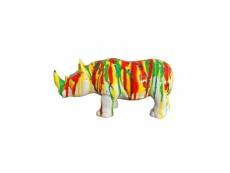 Statue rhinocéros avec coulures multicolores h12 cm - cero drips 02