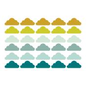 Stickers muraux en vinyle nuages vert et moutarde