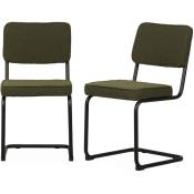 Sweeek - Lot de 2 chaises cantilever bouclette texturée verte. Maja. L46 x P54.5x H84.5cm - Vert