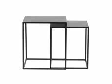 Table basse salon carrée - lot de 2 tables d'appoint - métallique ZIVA coloris noir