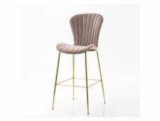 Tabouret bar coquillage velours rose