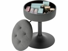 Tabouret de bar bas en velours avec espace de rangement-chaise de bar ronde- 49.5.65cm-gris foncé