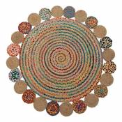 Tapis en jute rond multicolore Diam120cm - Collection Exotica