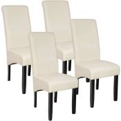 Tectake - Ensemble 4 chaises de salle à manger Rembourré avec revêtement aspect cuir Forme ergonomique - crème