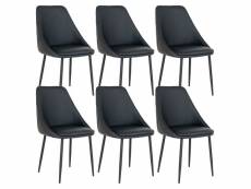 Tinto - lot de 6 chaises simili noir et pieds acier