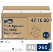 Tork Xpress Essuie-mains interfoliés - 471093 - Papiers d'essuyage pliés en Z, qualité Universal pour Distributeur H2 - Essuie-mains papier, 1 pli, bl