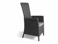 Vermont fauteuil multipositions en resine aspect rotin tresse - gris 408948