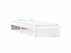 Vidaxl cadre de lit blanc bois massif 75x190 cm petit