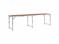 Vidaxl table pliable de camping aluminium 240x60 cm