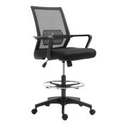 Vinsetto Fauteuil chaise de bureau assise haute réglable dim. 64L x 59l x 104-124H cm tabouret de bureau pivotant 360° maille respirante noir