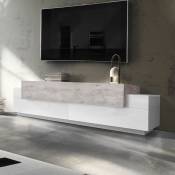 Web Furniture - Meuble tv Design 3 placards Blanc Gris Ciment Corona Low Bronx